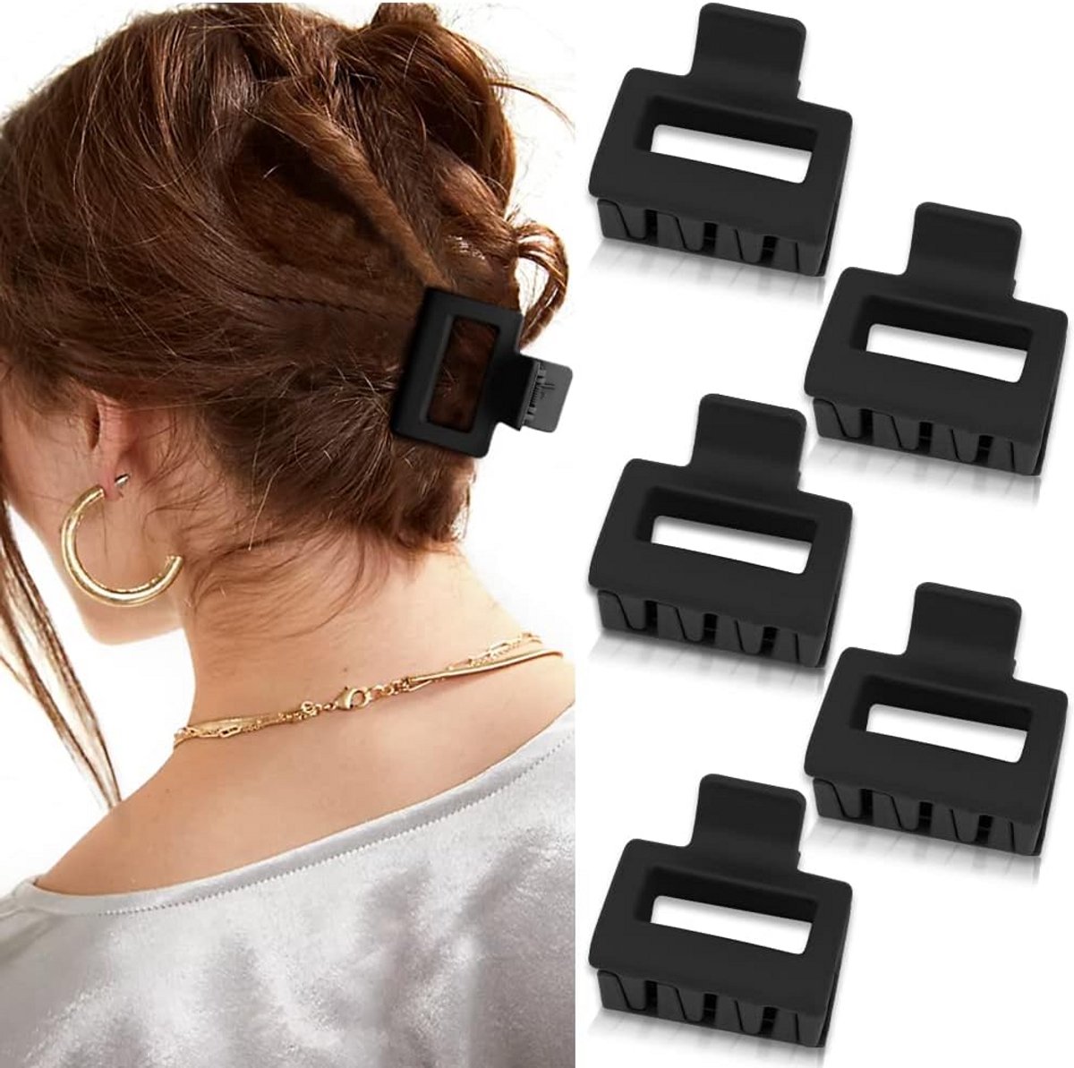 5x Matte Vierkante Haarclips voor Dames en Meiden - Middelgrote Antislip Klemmen