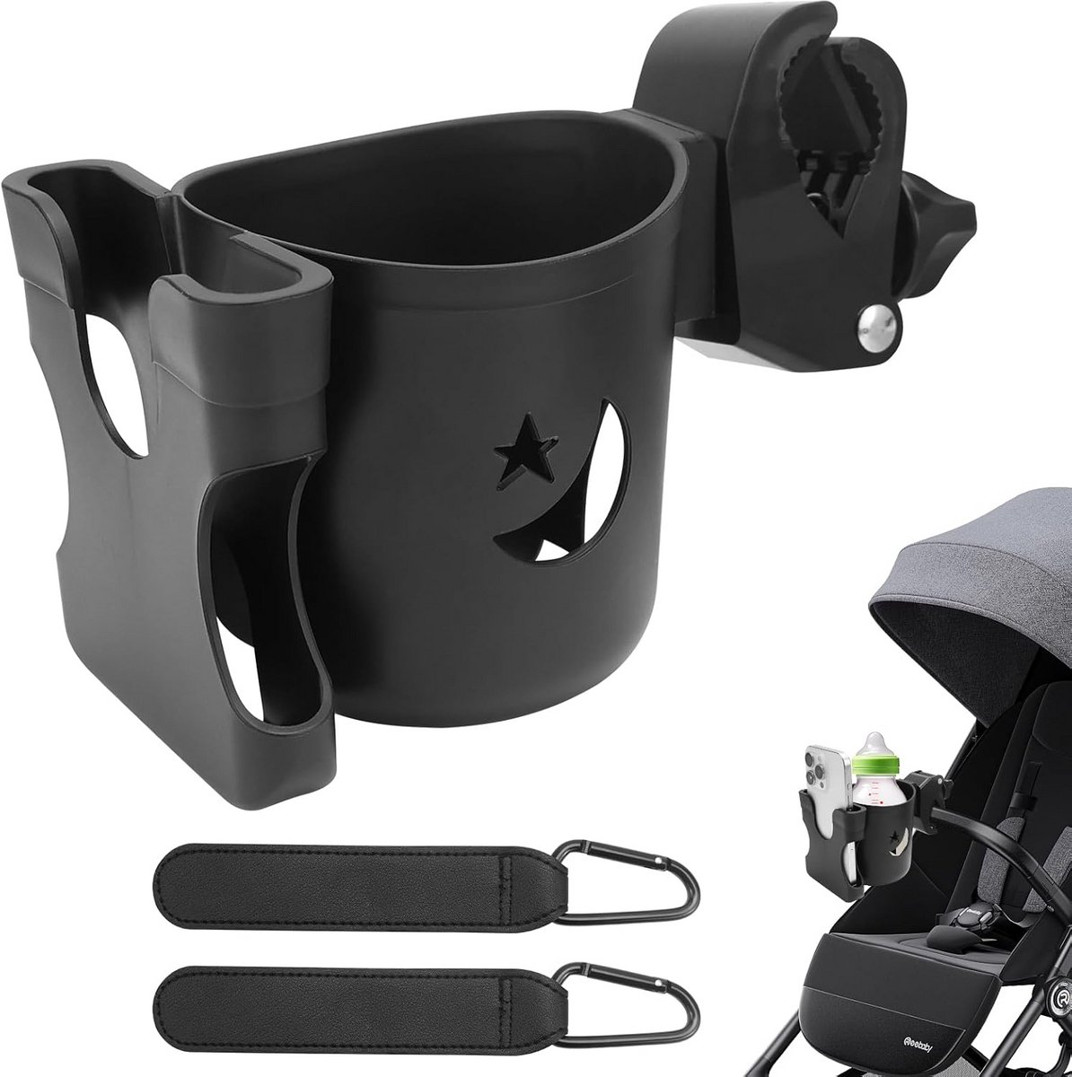 Universele Bekerhouder voor Kinderwagen met Telefoonhouder en Haken