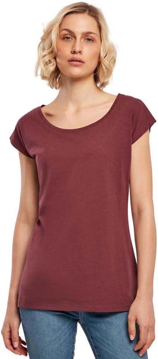 Dames T-shirt met brede hals en losse pasvorm