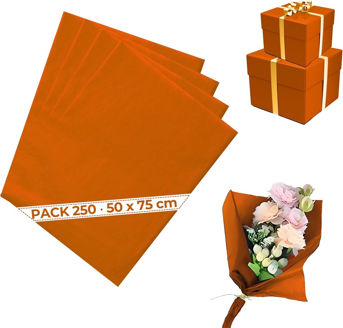Zijdepapier Vellen - Verpakkingspapier Decoratie - Geschenken Inpakken - 250 Stuks - 50 x 75 cm - Oranje