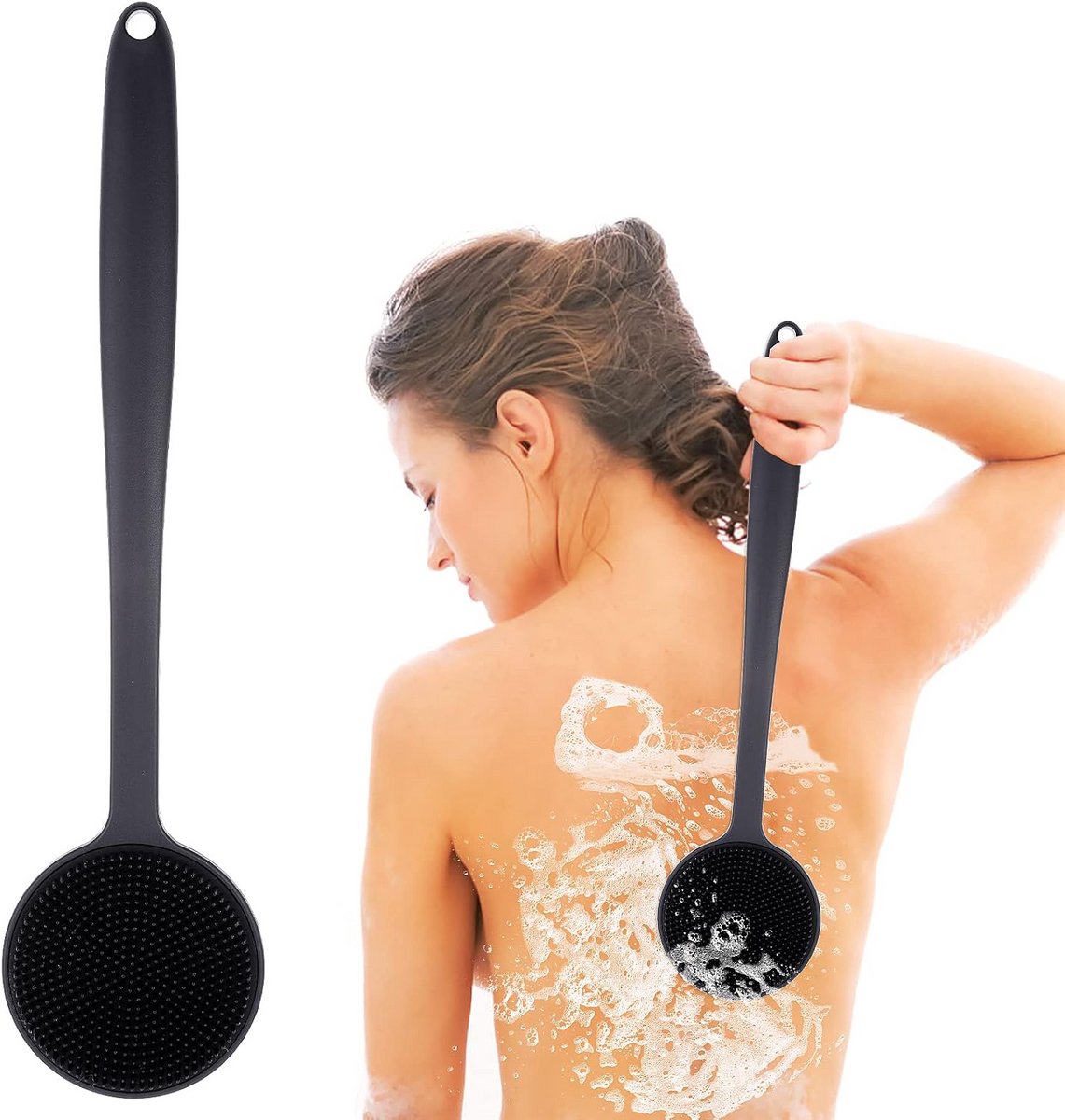 Siliconen Doucheborstel met Lange Steel voor Rug - Zacht & Exfoliërend Lichaamsscrubber