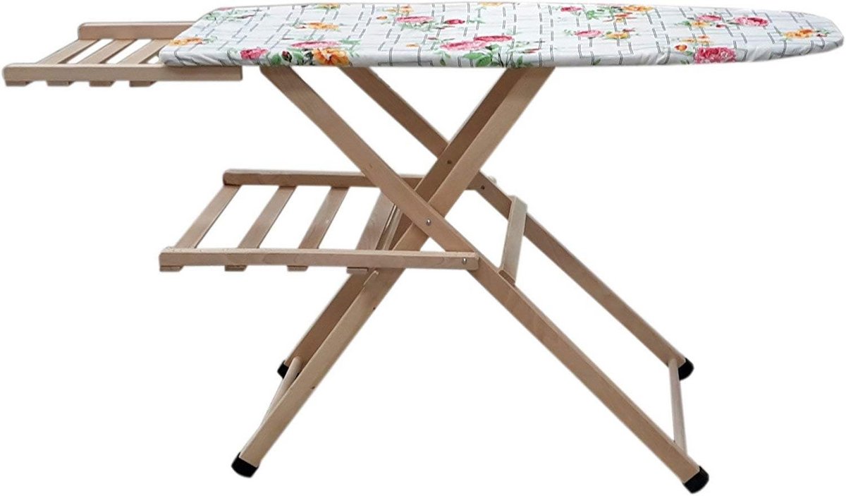 Strijkplank Hout met Flessenhouder en Frame - Stevig en Duurzaam