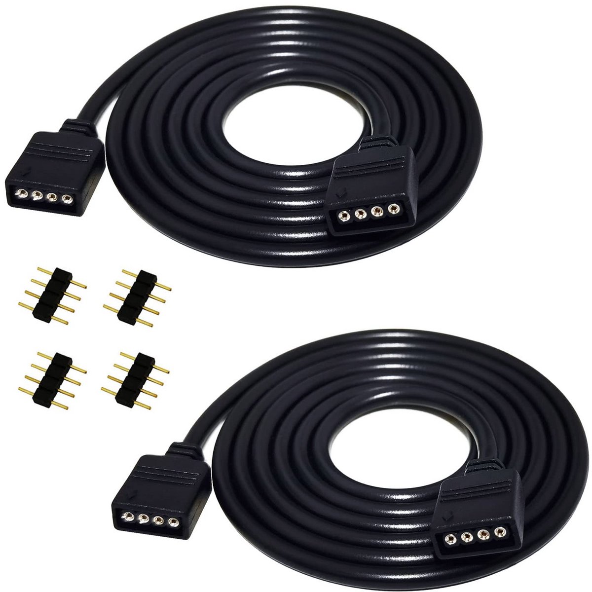 LED strip verlengkabel - 4-polige connector - Verlichting uitbreiden - Plug en play - 2 x 1 meter - Zwart
