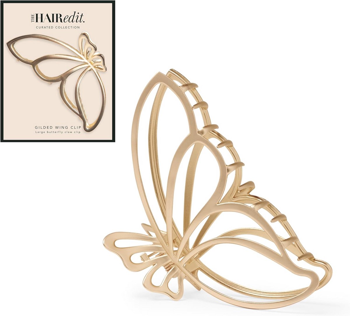 Extra Grote Gouden Haarclip Vlinder - Luxe Metalen Klem voor Lang Haar