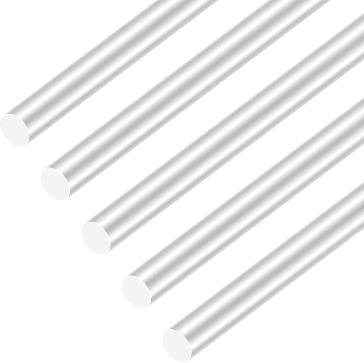 Set van 5 Ronde Massieve Aluminium Staven 8mm Doorsnede en 300mm Lengte