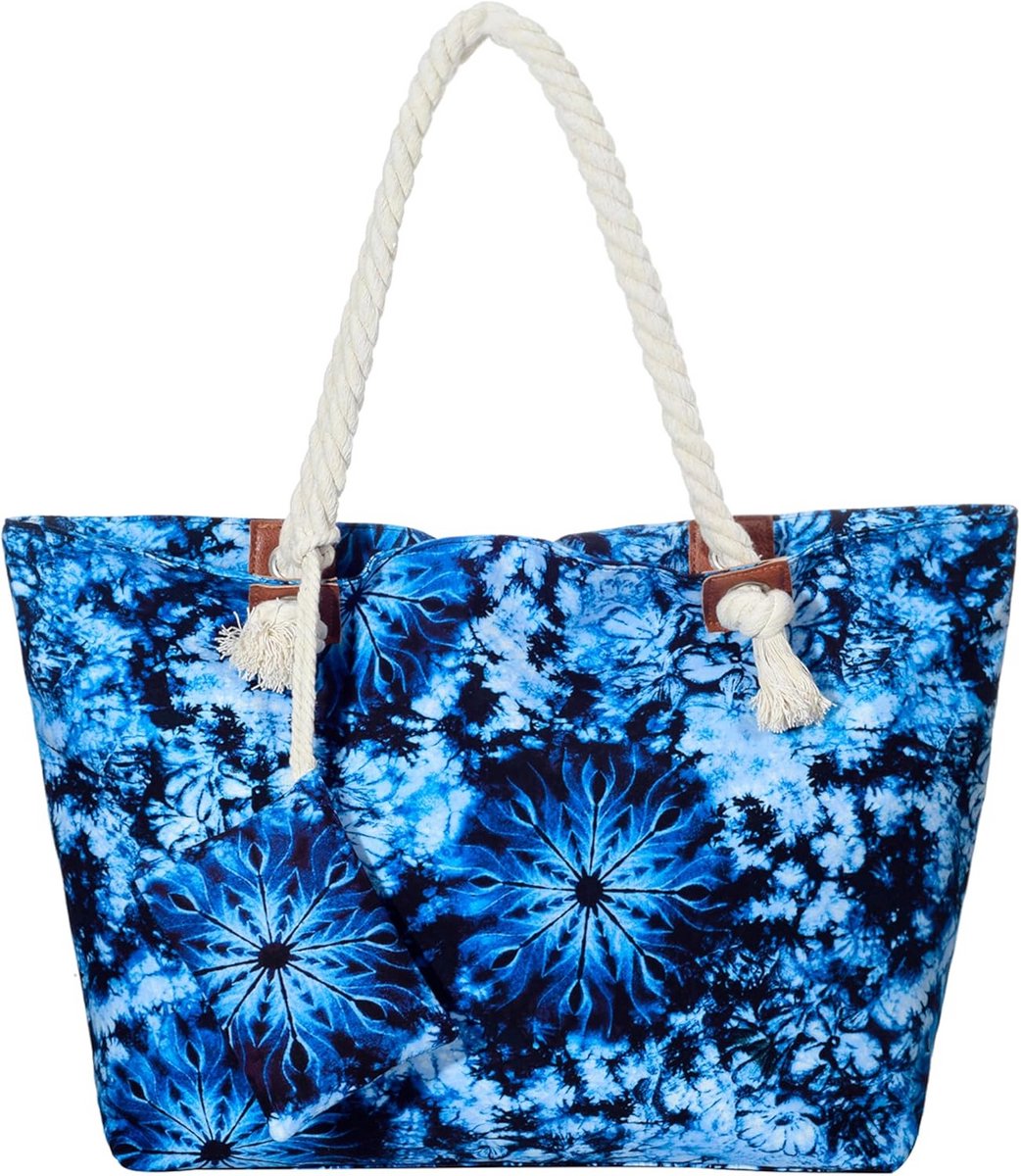 Grote strandtas met rits en schouderriem - XL shopper voor strand en boodschappen