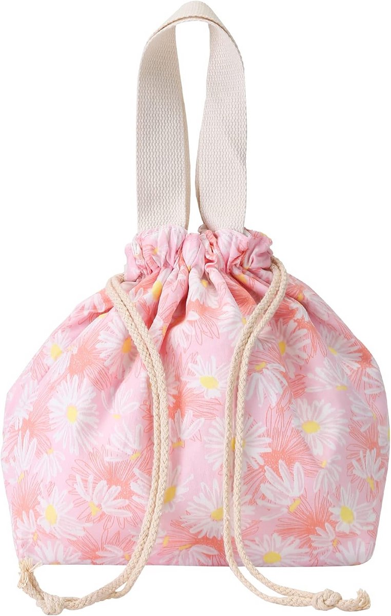 Lunchtas met Trekkoord - Herbruikbare Canvas Bento Tote voor Kinderen en Volwassenen