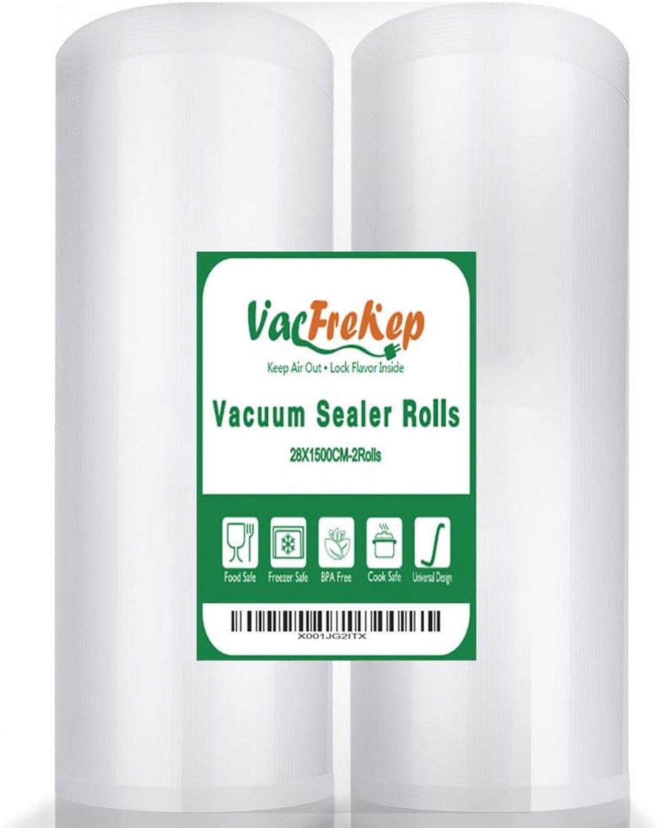 2x Vacumeerzakken Rollen Set (28x15m) - Commerciële Kwaliteit voor Voedselopslag en Sous Vide