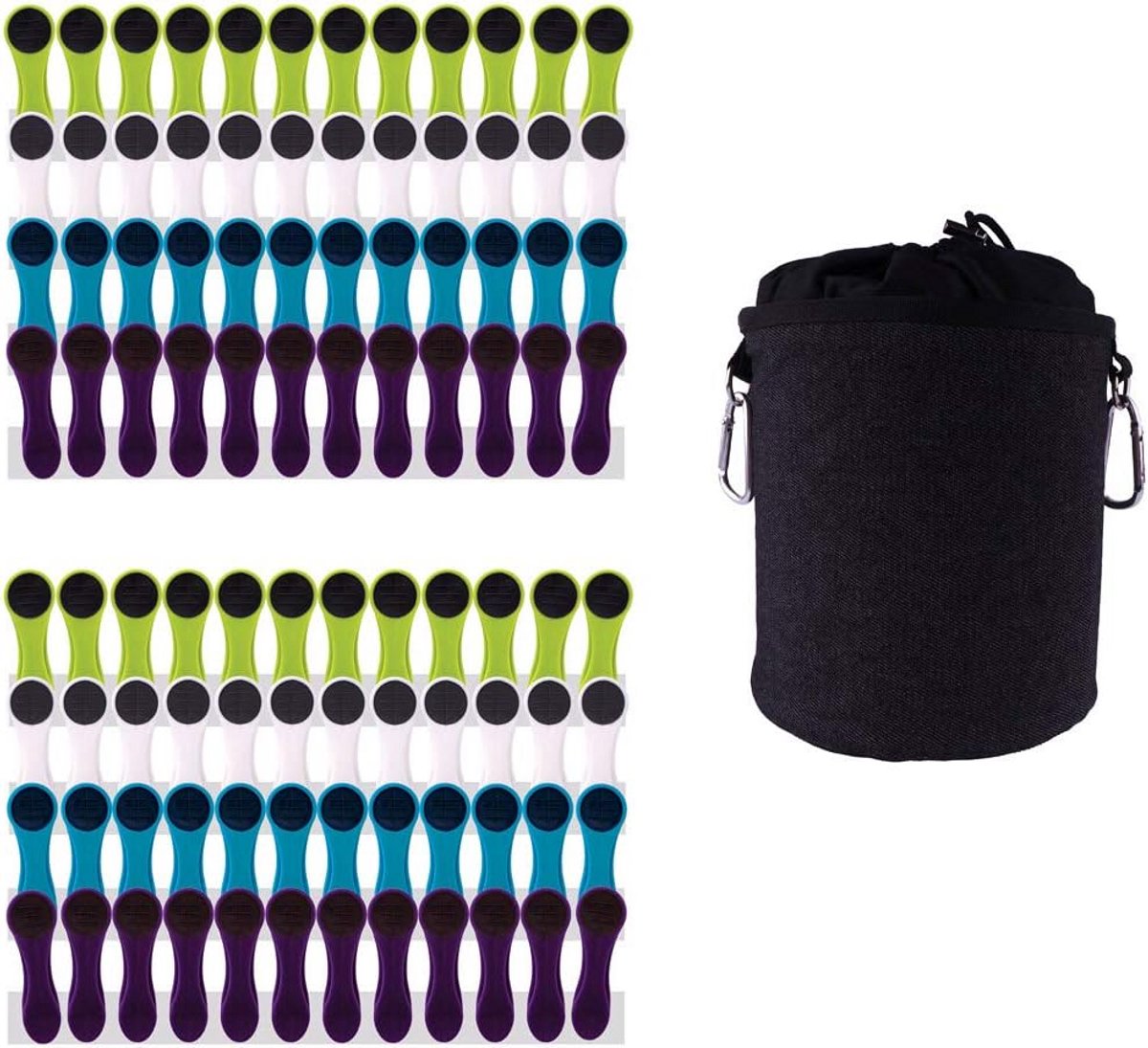 Set van 96 Zachte Waslijnklemmen met Soft Grip en Ophangzak