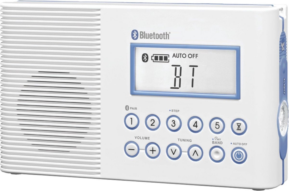 Draagbare Waterdichte Douche Radio met Bluetooth, AM/FM en Weeralarm