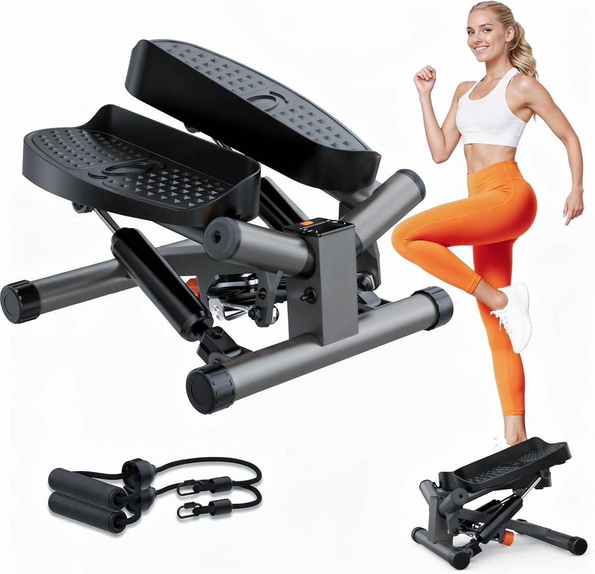 Twist Stepper met Weerstandsbanden en LCD-display - Compacte Hometrainer voor Been- en Armtraining