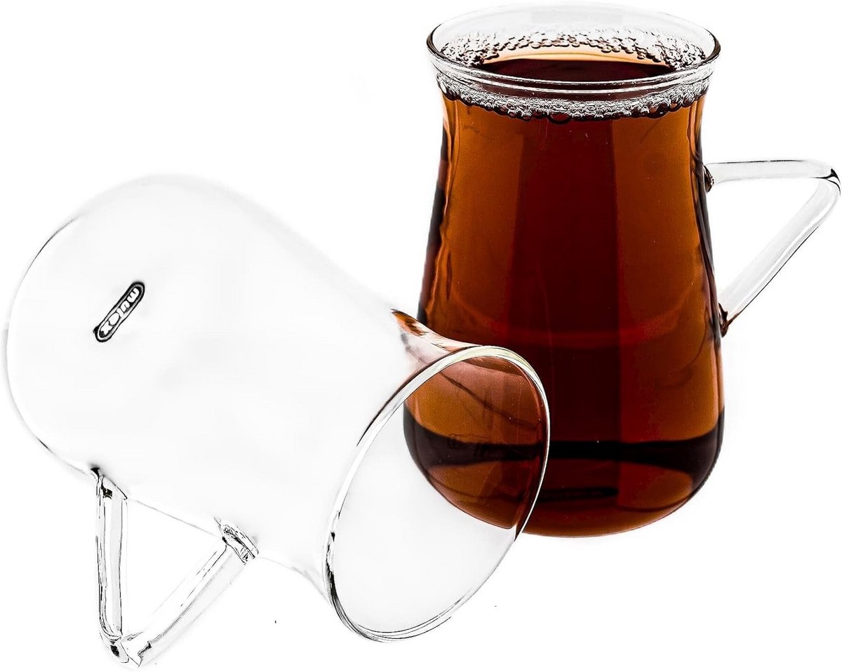 Set van 6 Hittebestendige Theeglazen met Handvat 200 ml Borosilicaatglas