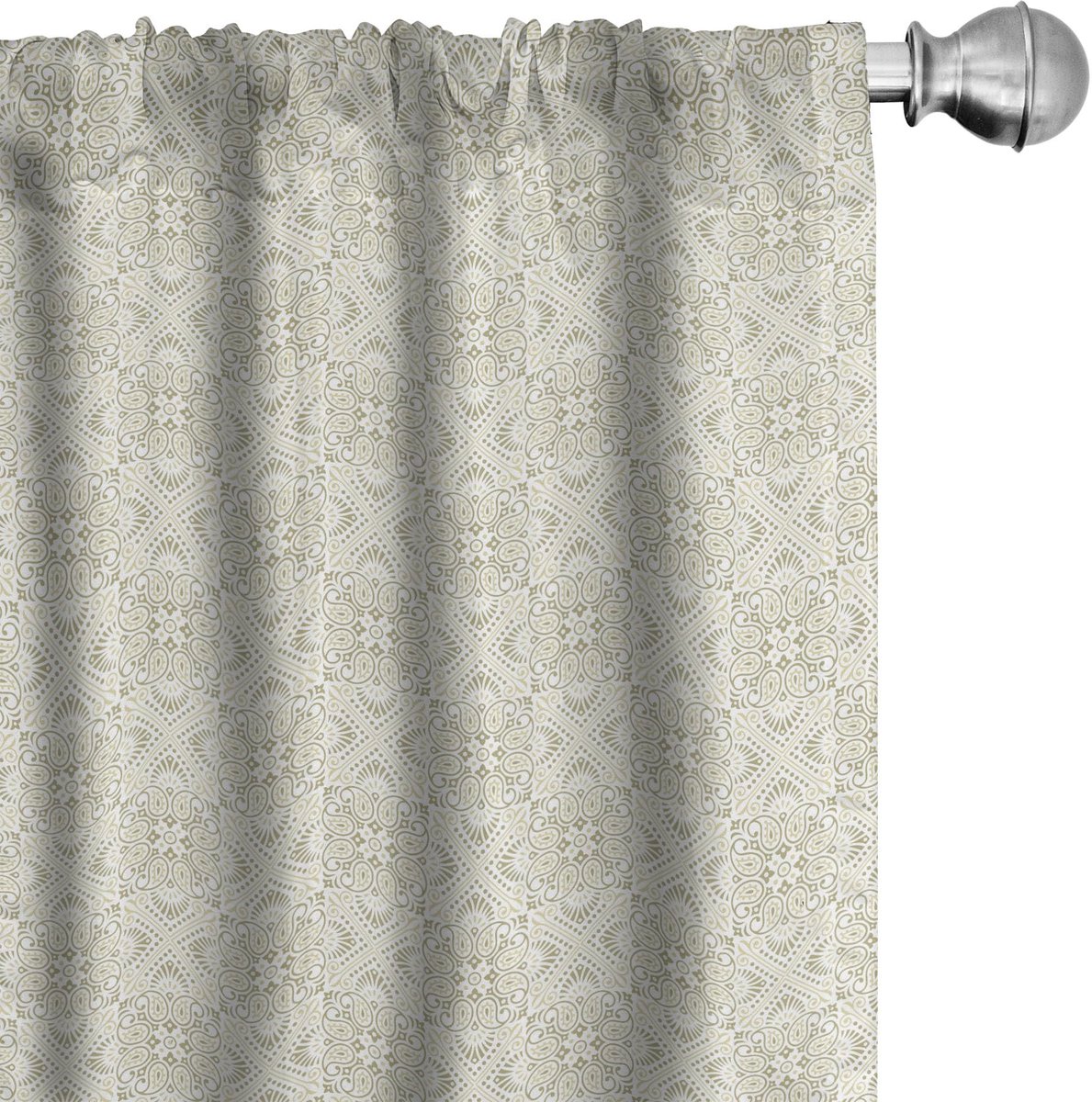 ABAKUHAUS Voorhangset 2-delige – Paisley-print – 75x225 cm – Grijs/Geel