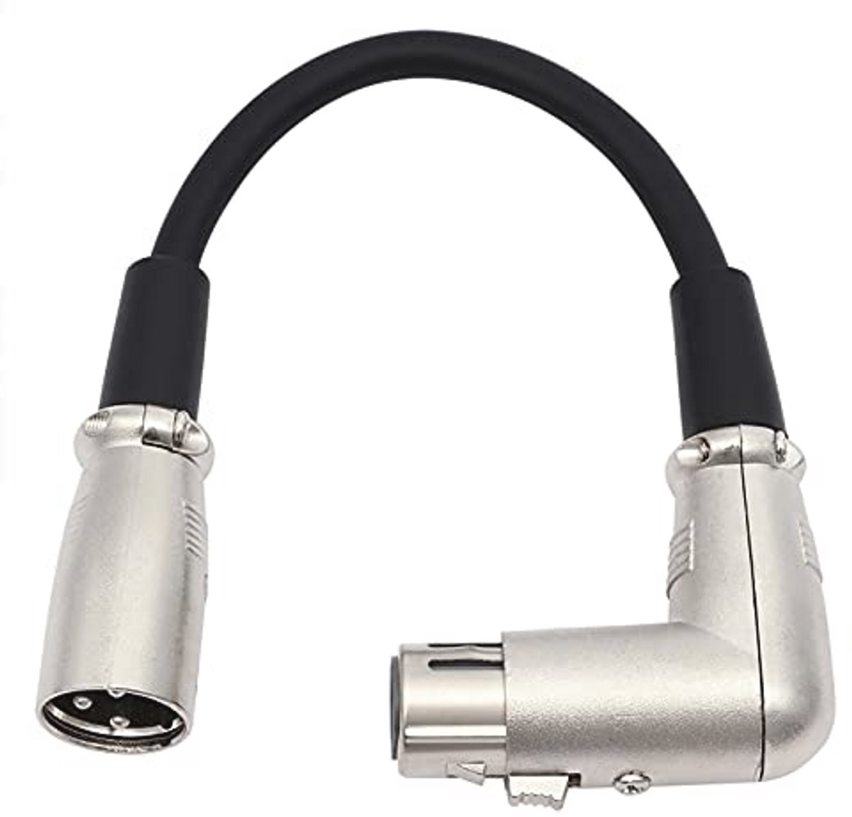 3-pins XLR haakse female naar male kabel - audioverlengkabel voor microfoons (0,2 m)