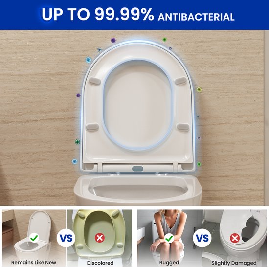 Furnibella - Toiletdeksel, wc-bril met softclosemechanisme, antibacteriële wc-bril Furnibella - Toiletdeksel, wc-bril met softclosemechanisme, antibacteriële wc-bril