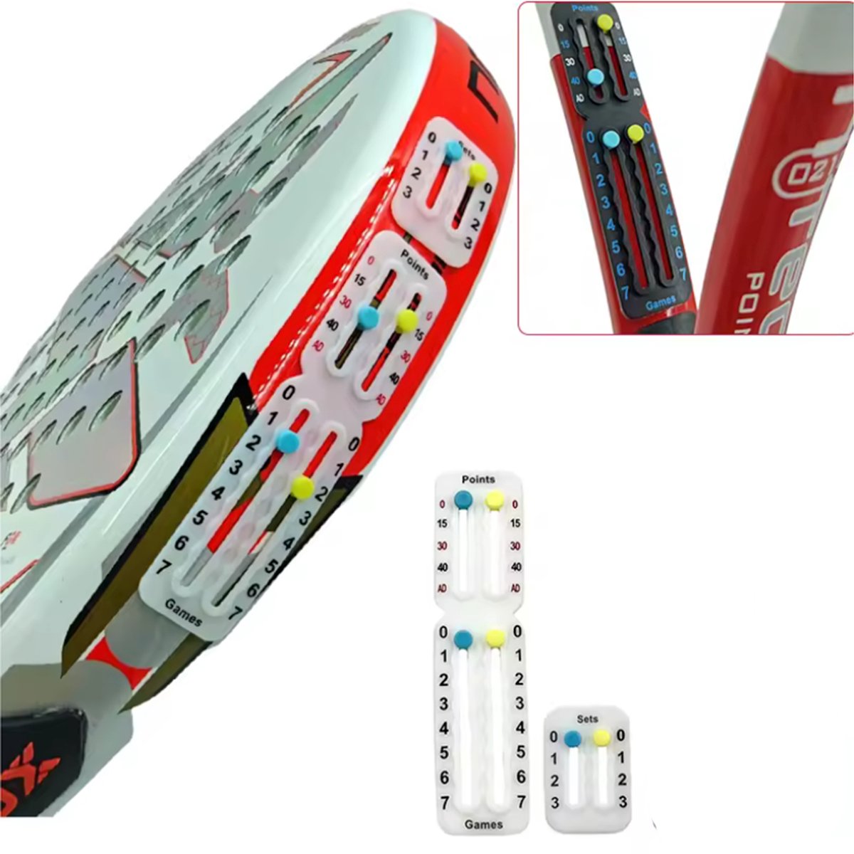 Padel telbord - Scorekaart voor op padelracket - Scorekeeper - Padelscore bijhouden - Wit - 8/2CM - CHPN