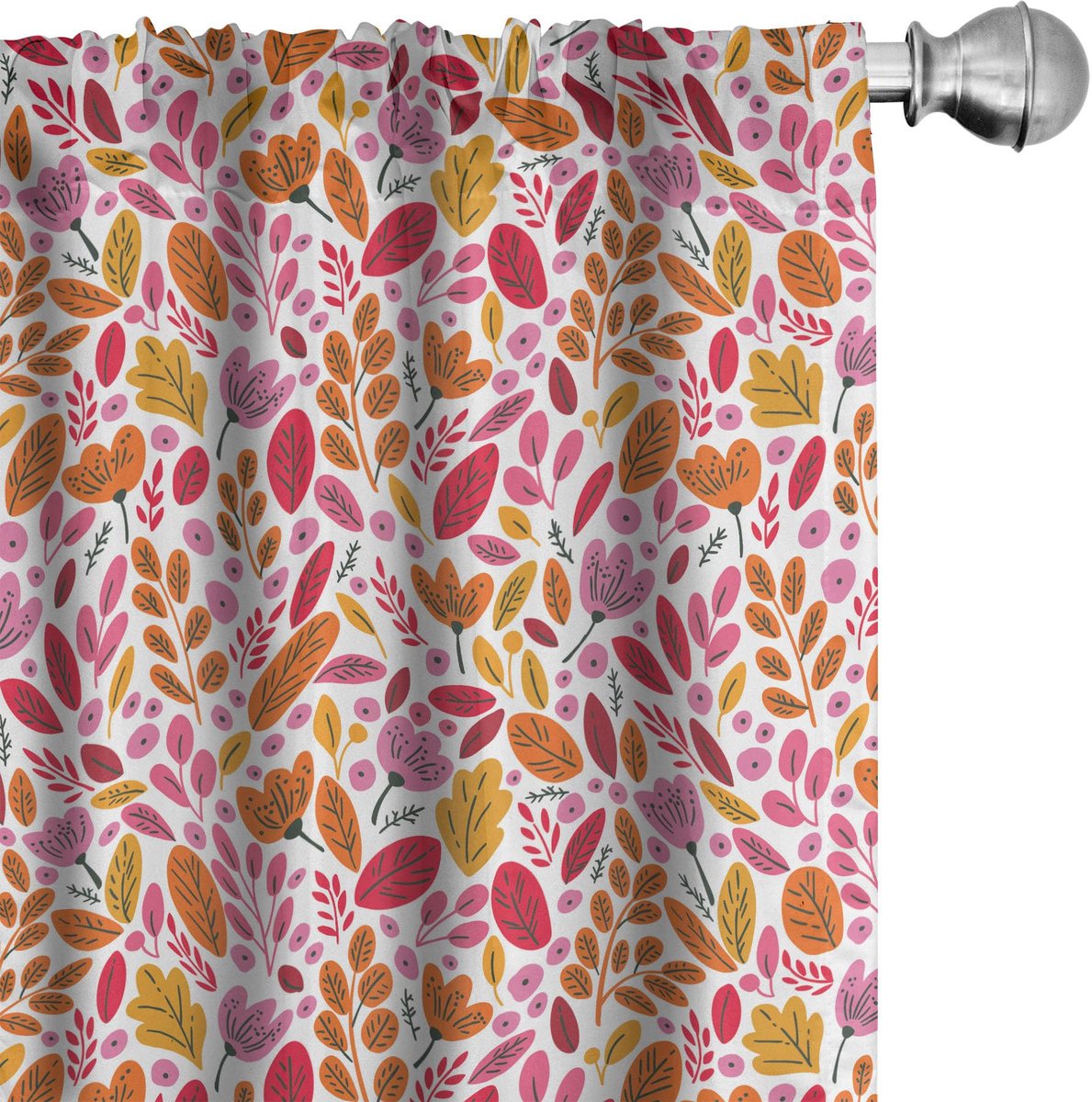ABAKUHAUS Gordijnen – 2x75x225 cm – multicolor bladeren – microvezel Mehrfarbig