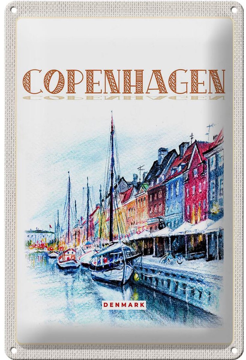 Blechschild Reise 20x30cm Kunst Copenhagen Denmark Boot