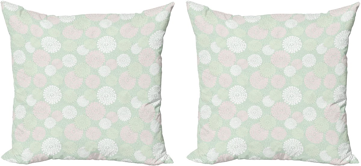 ABAKUHAUS Mint – Decoratieve kussenhoezen 2-pack – 40x40 cm – Mandelgroen en Roze