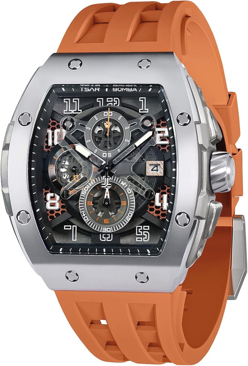 Luxe Vierkante Heren Horloge Chronograaf met Waterdicht Saffierglas