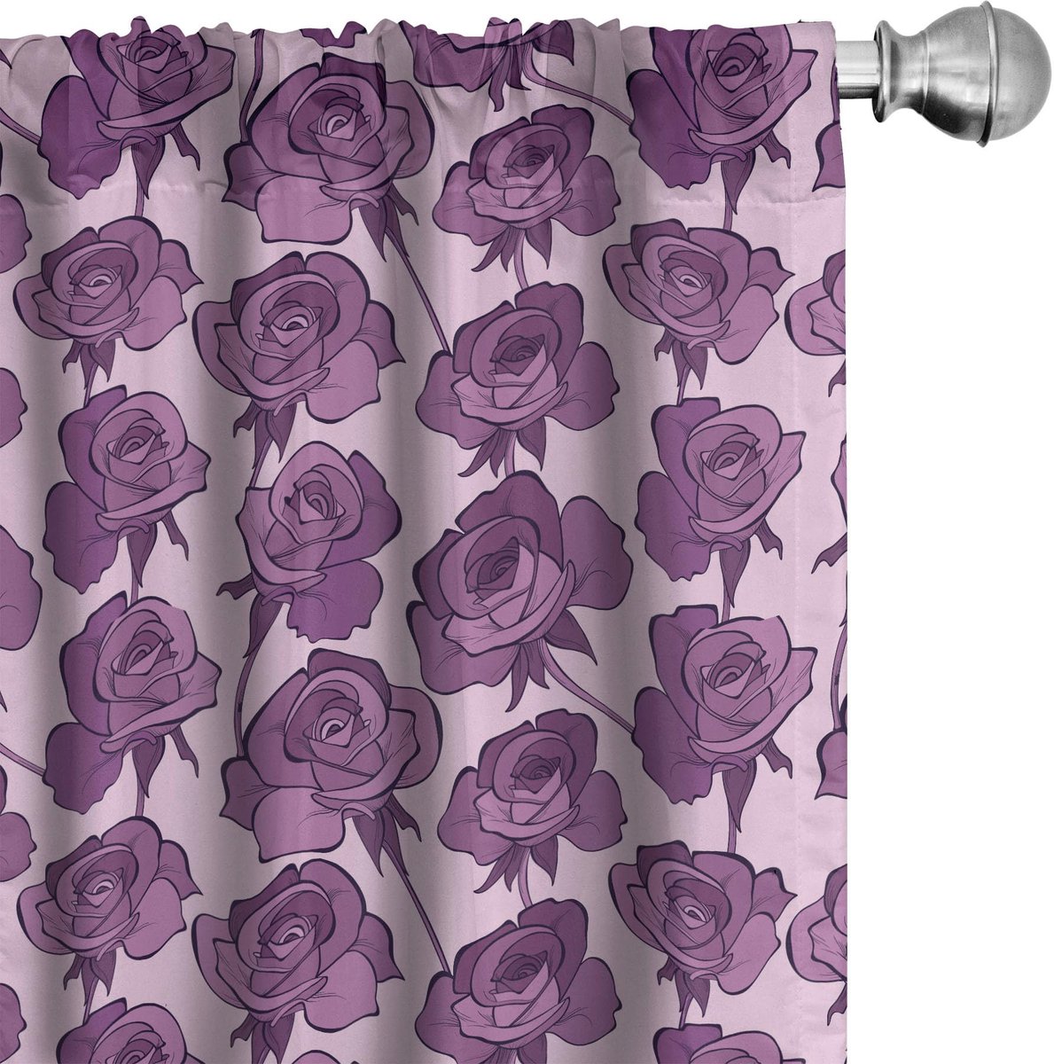 ABAKUHAUS Bloemen gordijnset – 2x75x245 cm – aubergine mauve – microvezel
