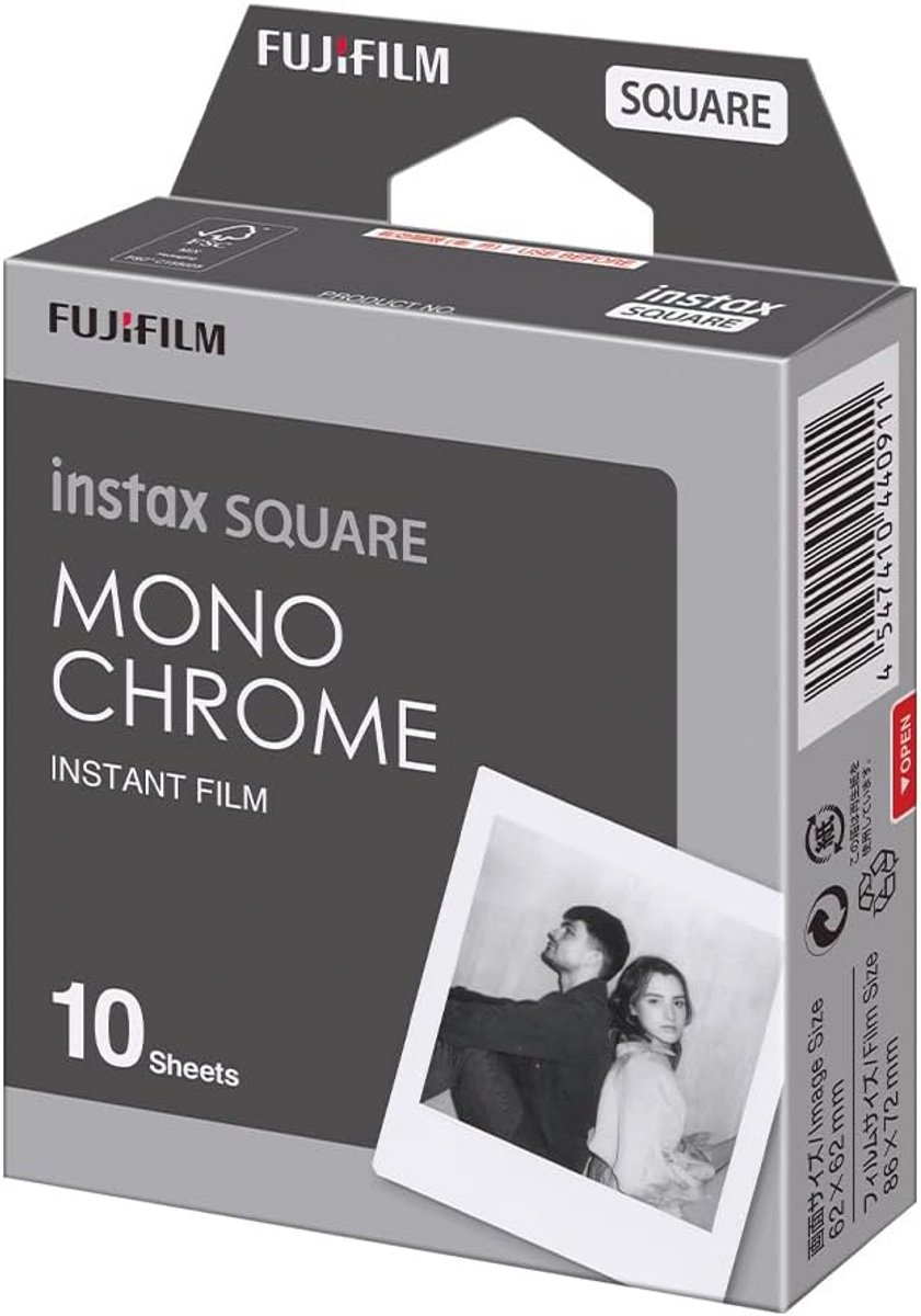 Zwart-wit SQUARE film voor instant camera 10 opnamen
