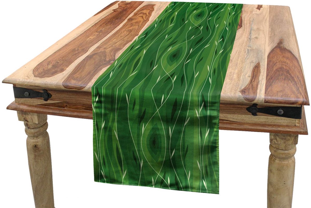 ABAKUHAUS Tafelrok – 40×300 cm – Lichtgroen/varen groen, Polyester, wasbaar