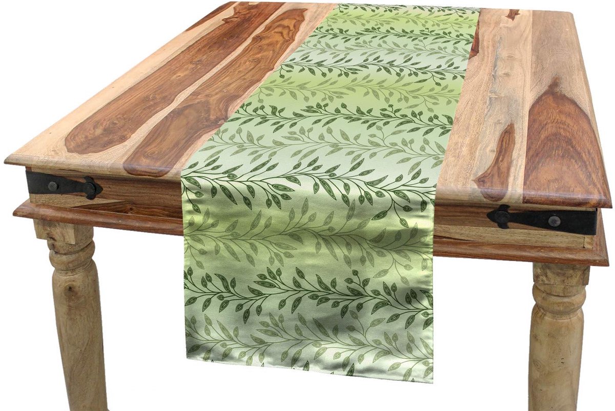ABAKUHAUS Bladeren-tafelloper – 40×180 cm – Groene Flora