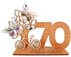 Houten gastenboek voor verjaardagen en jubilea met decoratieve jaarcijfers