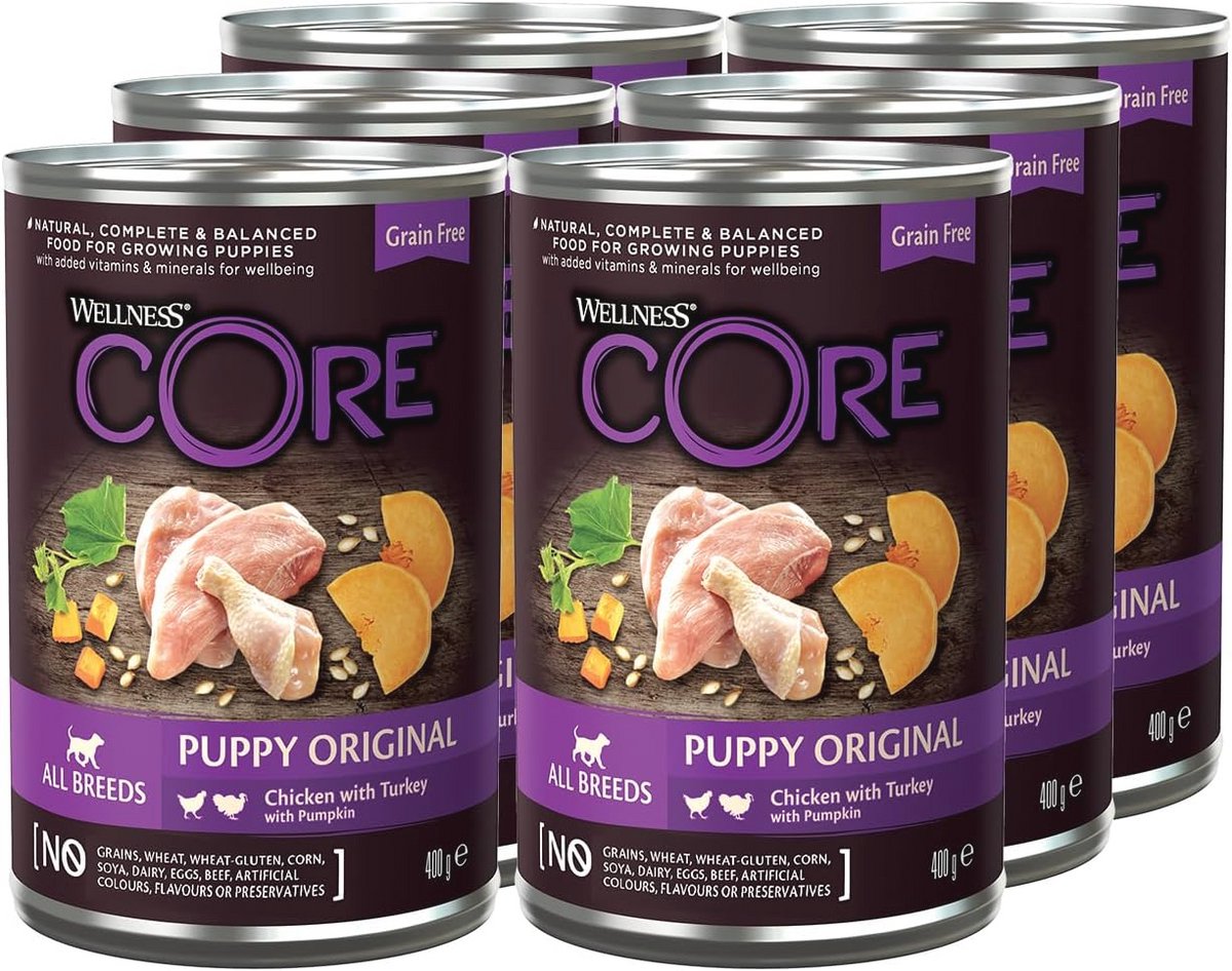 Natuurlijke en Graanvrije Puppykost Pâté - Kip & Kalkoen - 6 x 400 g