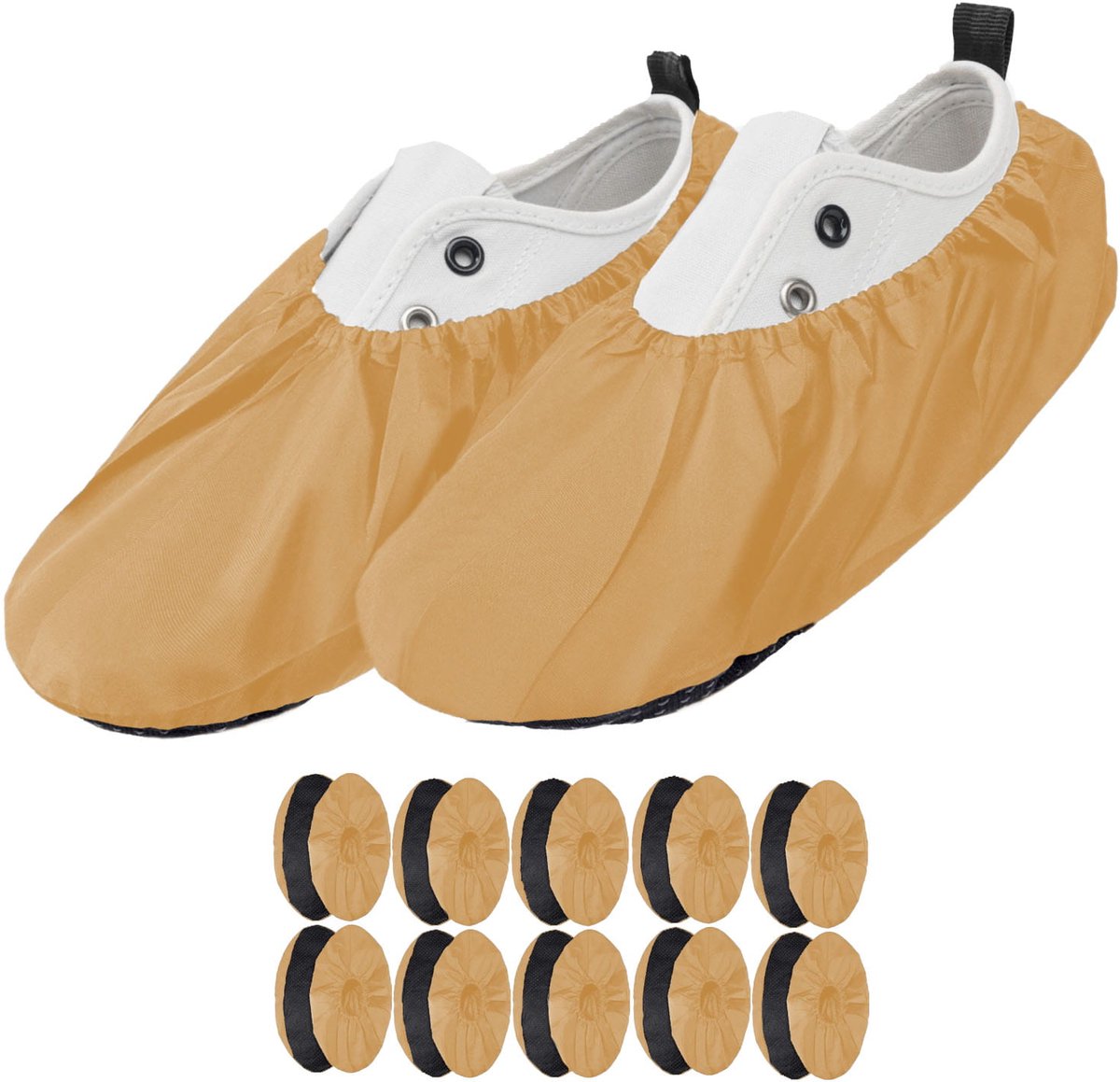 FEROCITY - Schoenovertrekken - Antislip, herbruikbaar - Unisex - Erwachsene - EU 38-45, 5 paren - Polyester - Sinaasappel