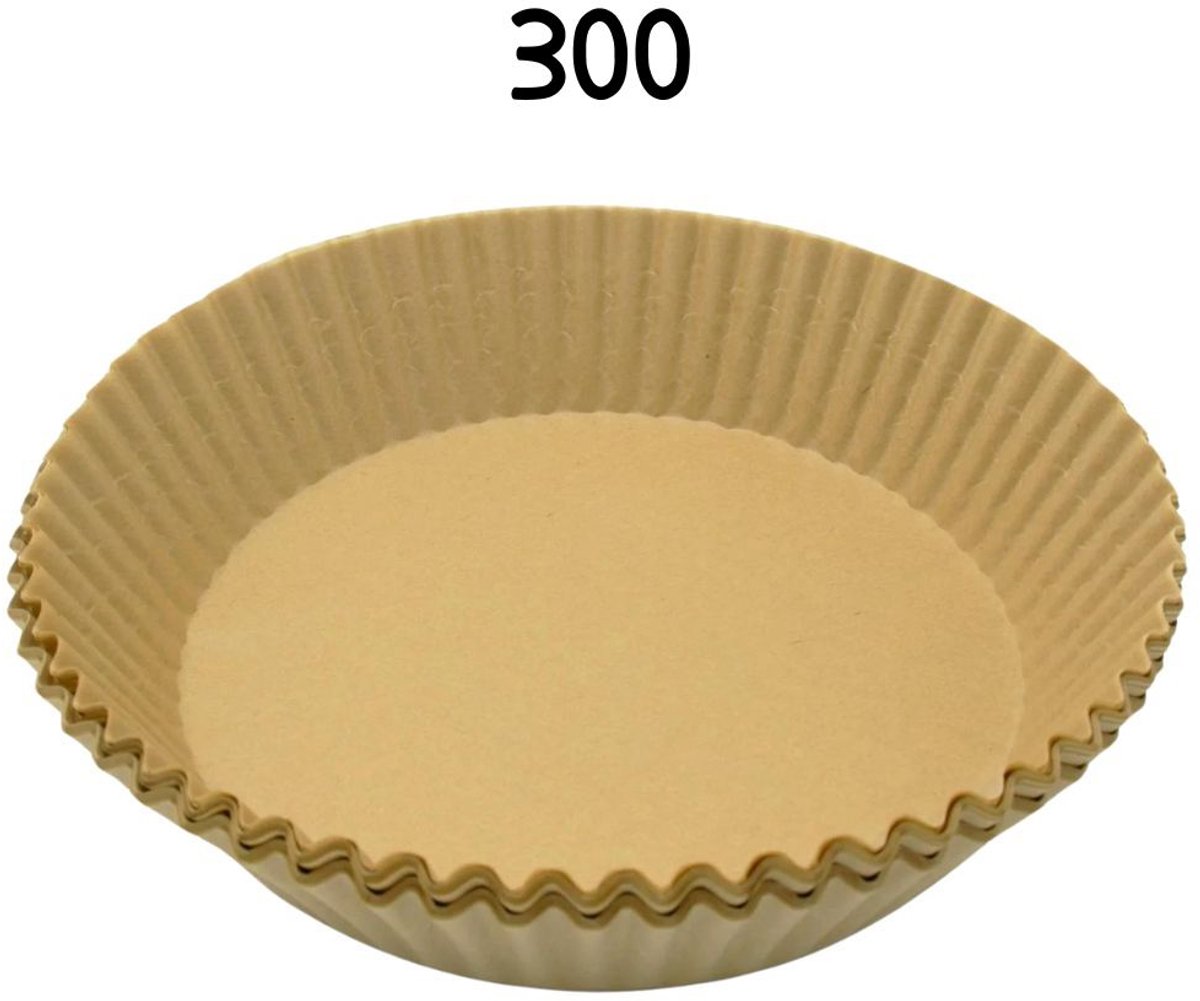 Set van 300 ronde papieren airfryer bakvormpjes 20 cm Fackelmann