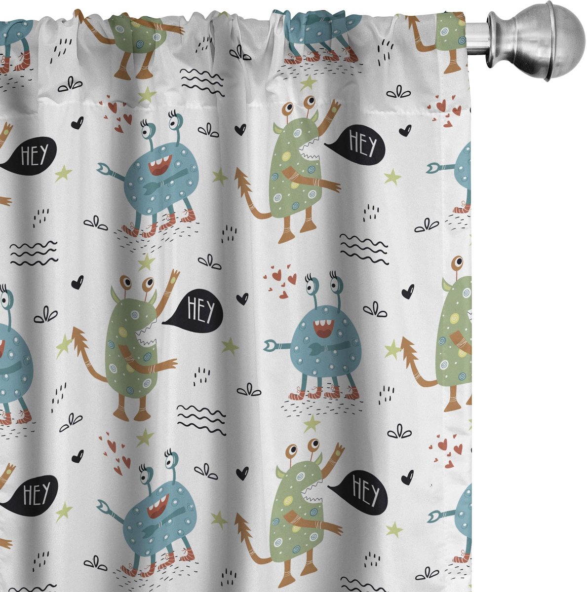 ABAKUHAUS 2x75x225 cm – Grappige gordijnen, multicolor, microvezel Mehrfarbig