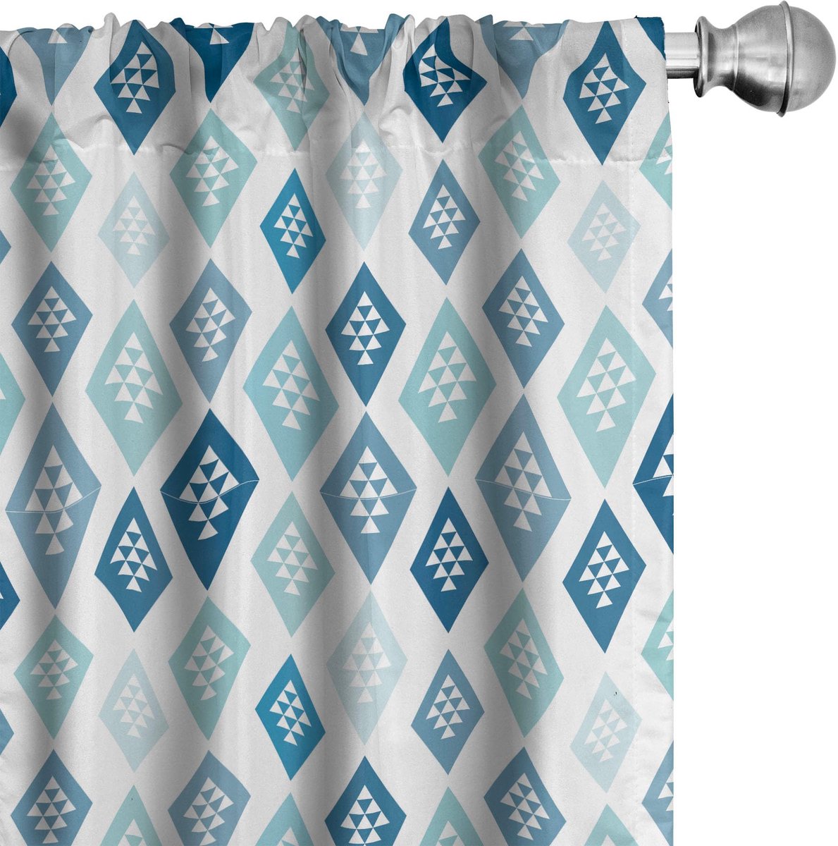 ABAKUHAUS Abstrakt Gordijnen – Diamantvormige Driehoeken – 2x75x245 cm – SeaBlue Zee blauw