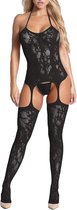 Dames Sexy Bodysuit Fishnet Bodystocking Eenstuk Badydoll Nachtkleding