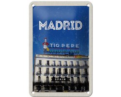 Blechschild Reise 12x18cm Madrid Tio Pepe Symbol Dekoration