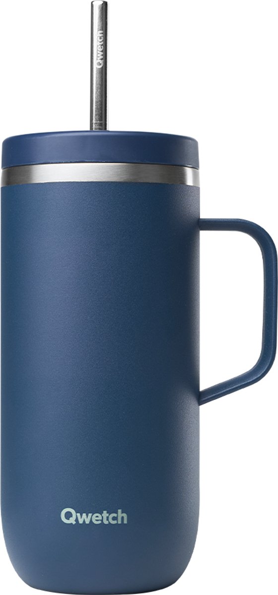 Qwetch - Cold Cup isotherm met handvat - Matt Blauw - 600ml
