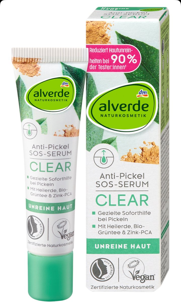 Alverde NATURKOSMETIK Anti-Pickel-SOS-Serum Helende Klei & Groene Thee 15ml