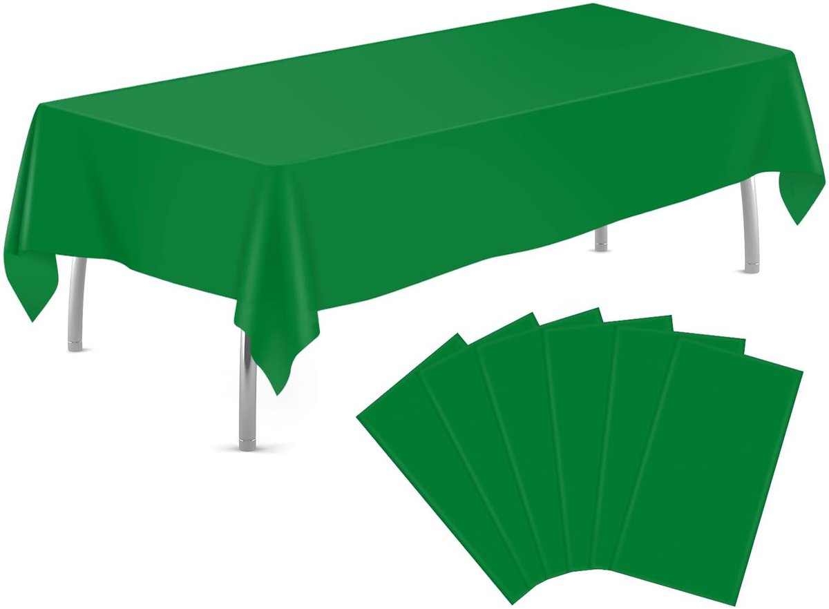 JeiibrZui Wegwerptafelkleed - Plastic Tafelkleed - Waterdicht & Stevig, Geschikt Voor Feesten En Picknicks - 6 Stuks - Rechthoekig - Groen