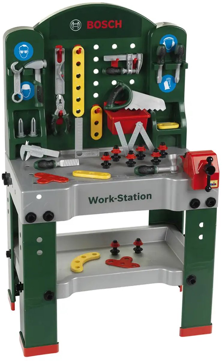 Klein Toys Bosch mini speelgoed werkbank- 44 onderdelen - incl. leerfunctie, bandschroef en talrijke opbergmogelijkheden - groen — afbeelding 5