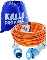 KALLE DAS KABEL CEE Câble de rallonge 230V 16A – H07BQ-F 3G Polyuréthane – Blue SIGNAL Câble industriel avec fiche CEE et Winkelkupplung – IP44 Pour Construction, Industrie & Camping – 2.5 mm² 5 Mètre