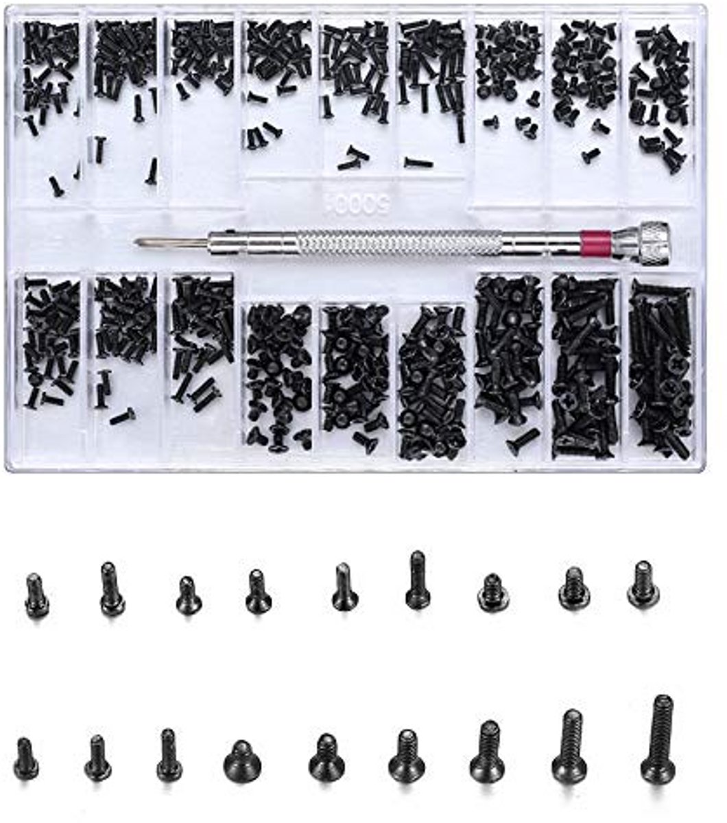 500 stuks micro reparatieschroeven set - Mini schroeven assortiment voor elektronica, brillen, laptops en horloges