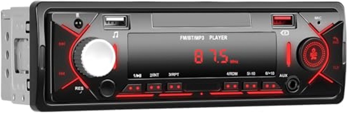 Bluetooth 1 Din Autoradio met Handsfree en MP3 Speler