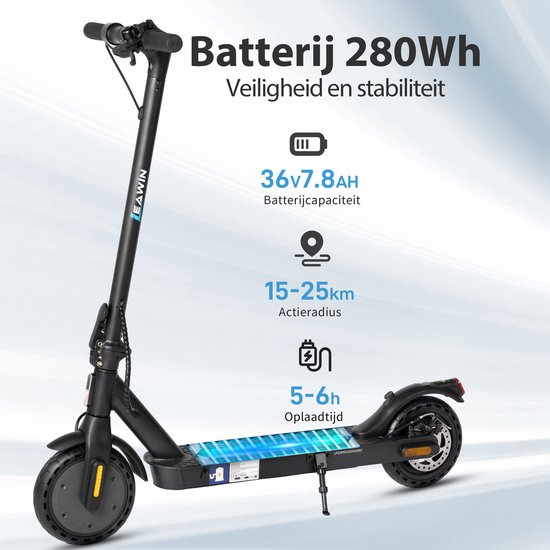vankel E5PRO Elektrische Step - 375Wh Accu - Actieradius 30 km - 500W Motor - Cruise Control - Anti-diefstalmodus - Slimme bediening via Bluetooth en App -10 Inch Honeycomb Anti-lek Banden - Schijfrem&V-rem - Opvouwbare
