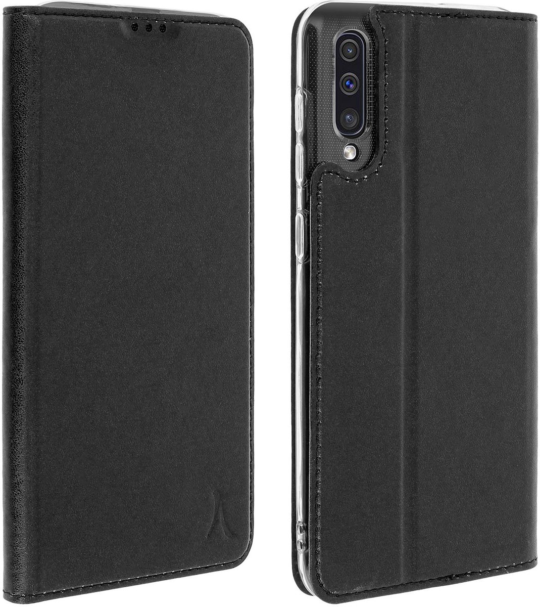 Akashi, Hoesje Geschikt voor Samsung Galaxy A50 met Pasjeshouder en Standfunctie, Zwart