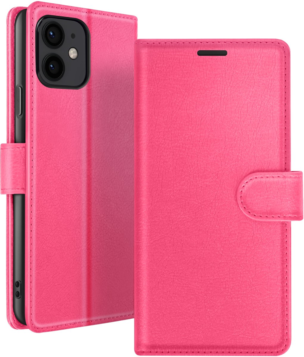 Zanae, Hoesje geschikt voor iPhone 12 mini - Wallet Case & Magneetsluiting, Fuchsia