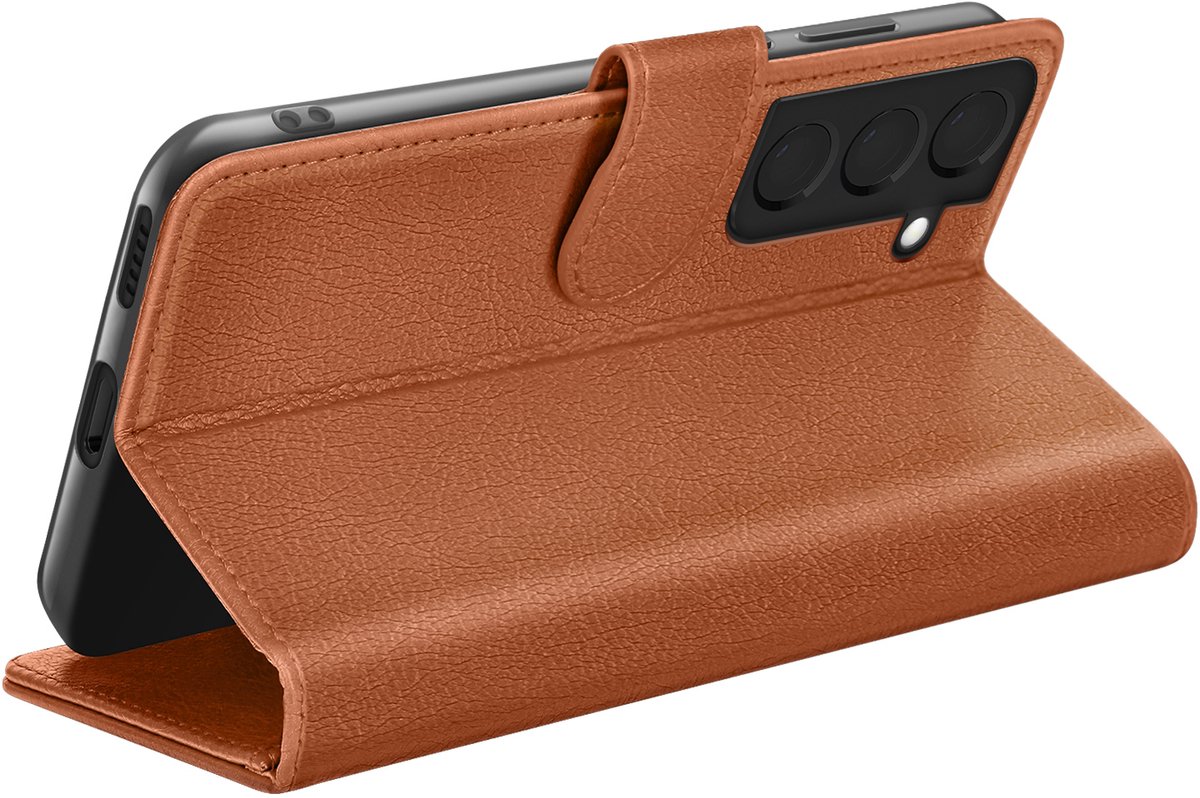Zanae, Portemonneehoesje Geschikt voor Samsung Galaxy S22 Plus Standaard en Lipje, Bruin