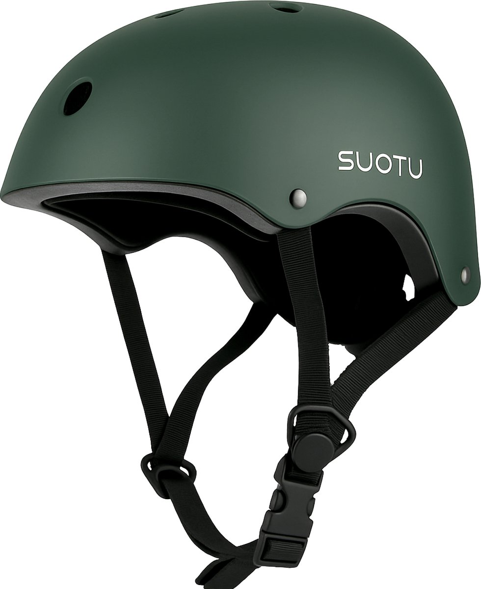 Suotu Skate Helm Verstelbaar Fietshelm Skateboard Scooter BMX Helm Groen