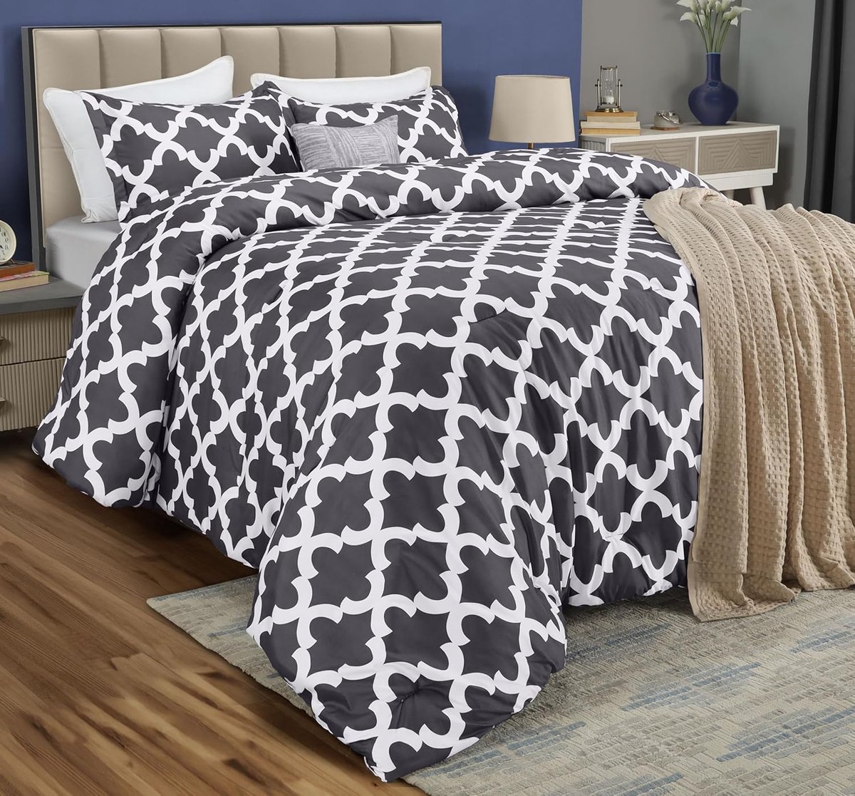 Famanu - Dekbedset met 2 kussenslopen, dons-alternatief, zacht en comfortabel – Grijs