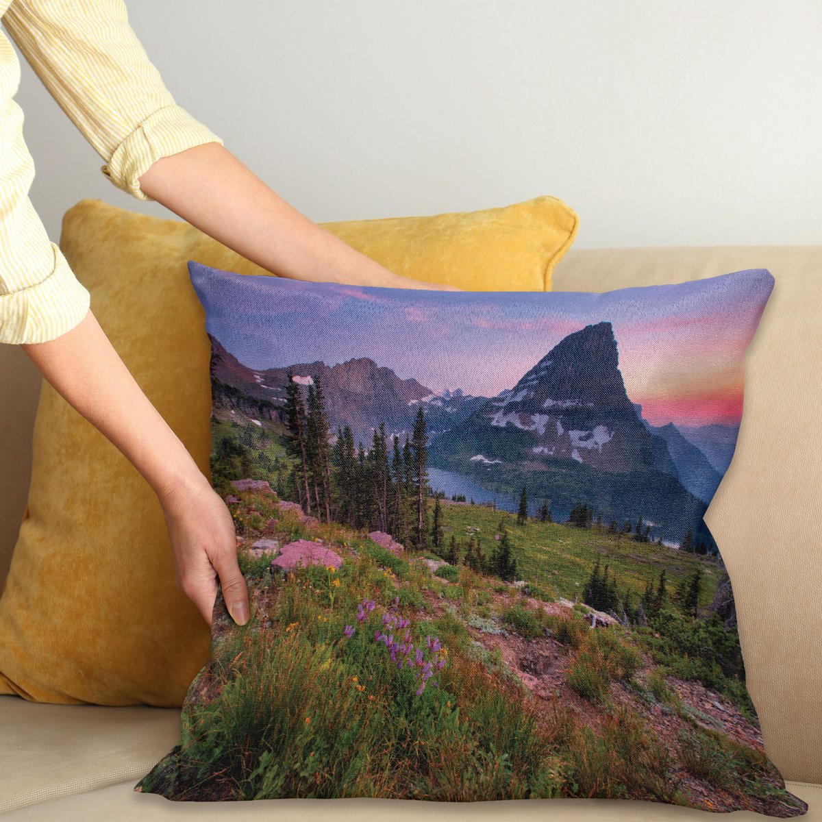 ABAKUHAUS Scenic Zomerkussenhoes – Tweezijdig, 45x45 cm, multicolor Meerkleurig